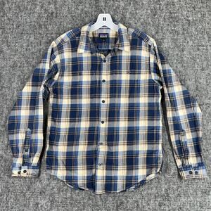 Patagonia Shirt Mens Small‎ Blue Plaid Organic Cotton Worn Wear Twill Button-Up